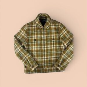 Todd Snyder Wool Bouclé Double Zip Jacket Brown Green Plaid Lined Men’s XL H2F​​